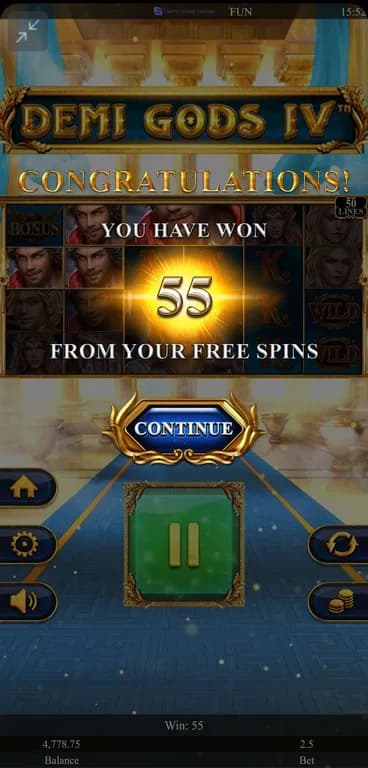 Book Of Demi Gods IV - The Golden Era. Bonus feature, Bonus win