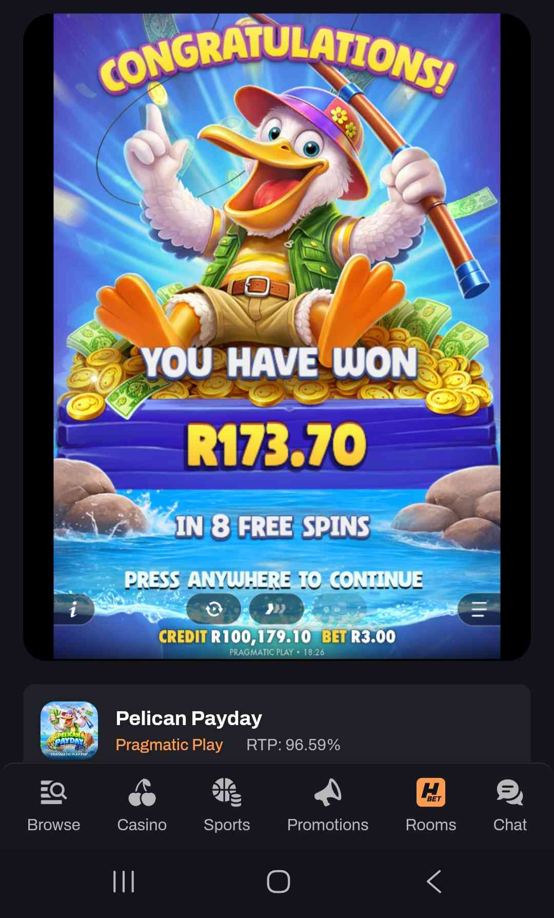 1st bonus win