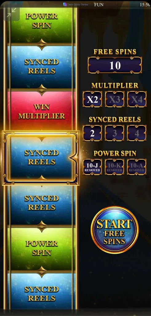 Book Of Demi Gods IV - The Golden Era, this shows the extra spin option while in the bonus feature.